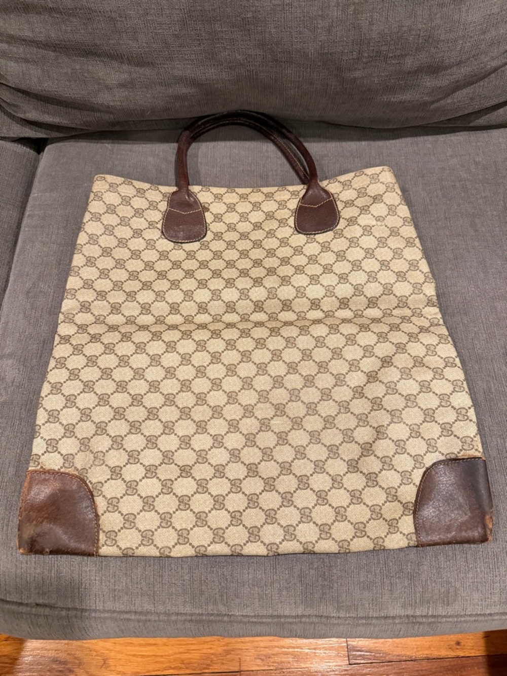 Gucci Vintage Tote Bag Monogram Tote Bag 1970s Canvas Beige - Picture 5 of 12